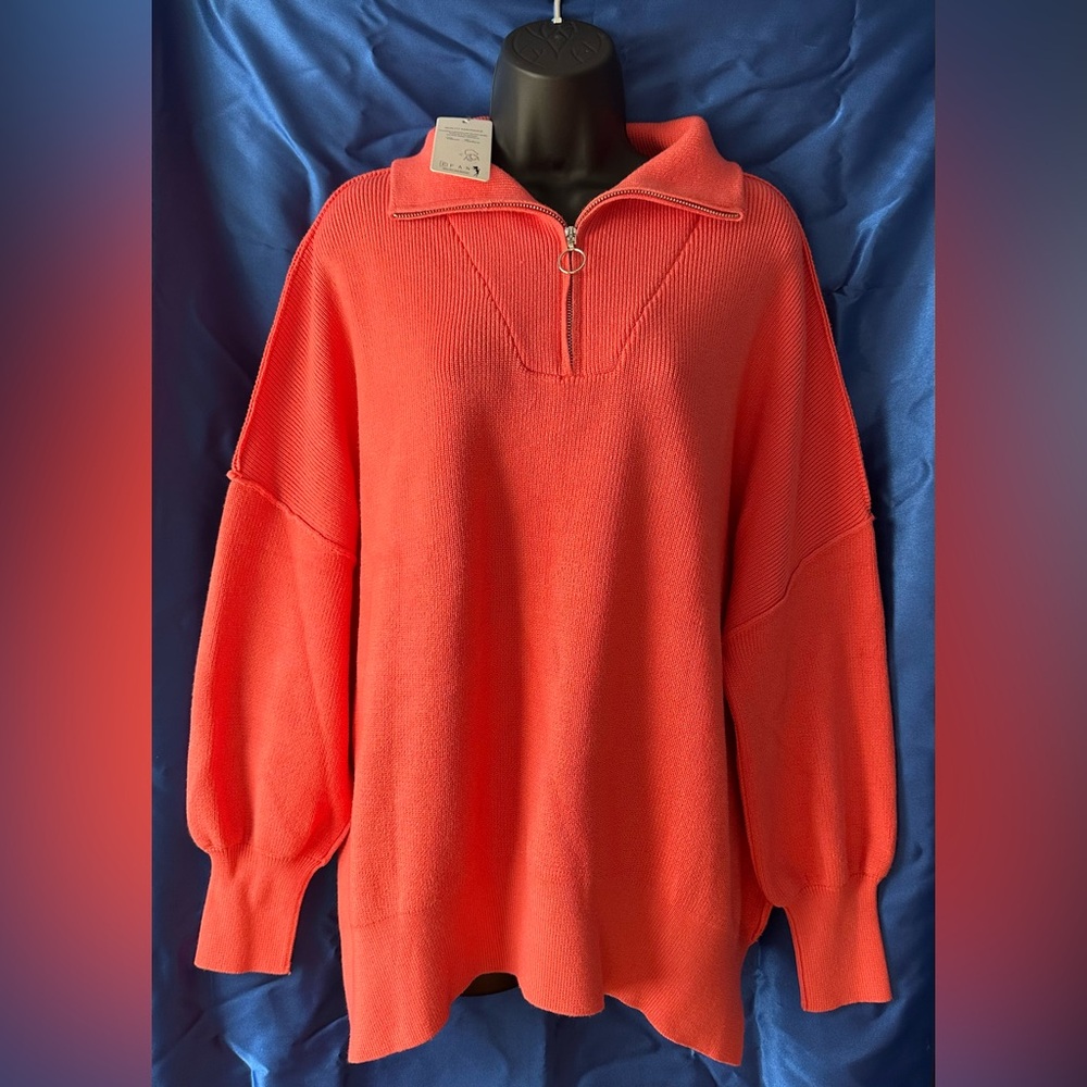 NWT Orange Quarter Zip Sweater
